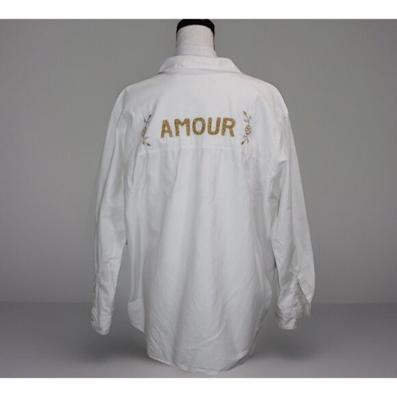 Sezane Max Shirt Casual White Csao Amour 40 US 8 Long Sleeve Button Down Pocket - Picture 10 of 10